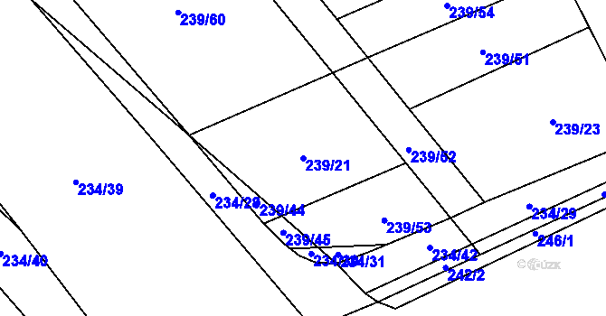 Parcela st. 239/21 v KÚ Vlkava, Katastrální mapa