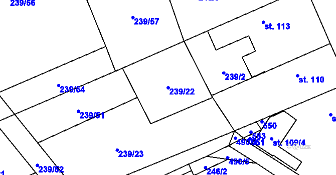 Parcela st. 239/22 v KÚ Vlkava, Katastrální mapa