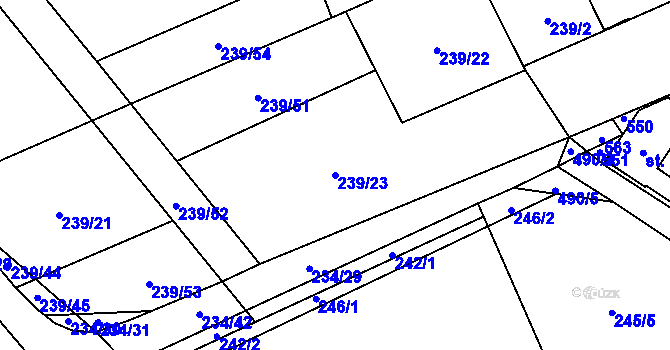 Parcela st. 239/23 v KÚ Vlkava, Katastrální mapa