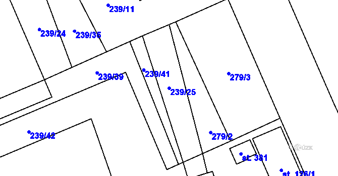 Parcela st. 239/25 v KÚ Vlkava, Katastrální mapa