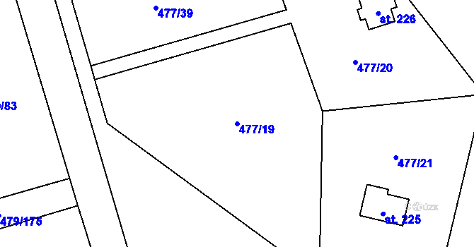 Parcela st. 477/19 v KÚ Vlkava, Katastrální mapa