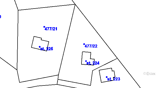 Parcela st. 477/22 v KÚ Vlkava, Katastrální mapa