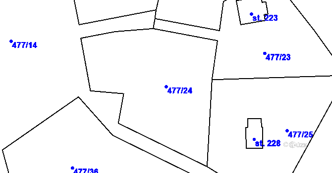 Parcela st. 477/24 v KÚ Vlkava, Katastrální mapa