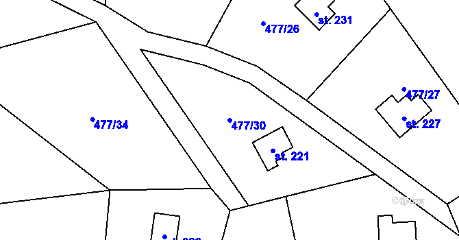 Parcela st. 477/30 v KÚ Vlkava, Katastrální mapa
