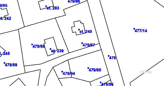 Parcela st. 479/87 v KÚ Vlkava, Katastrální mapa