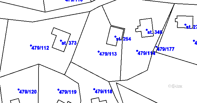 Parcela st. 479/113 v KÚ Vlkava, Katastrální mapa
