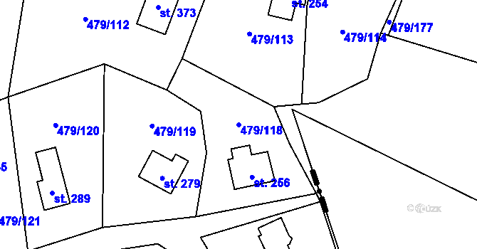 Parcela st. 479/118 v KÚ Vlkava, Katastrální mapa