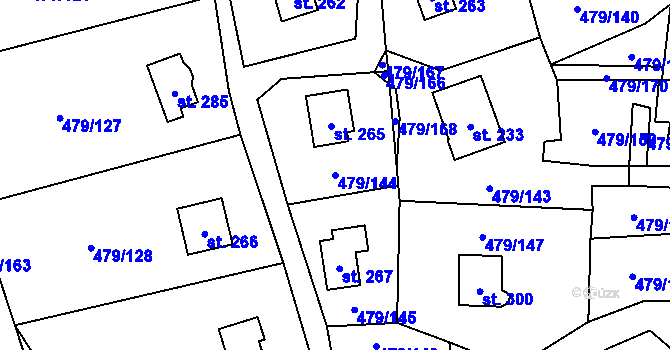 Parcela st. 479/144 v KÚ Vlkava, Katastrální mapa