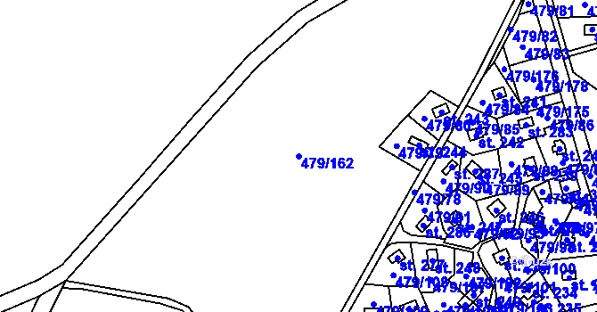 Parcela st. 479/162 v KÚ Vlkava, Katastrální mapa