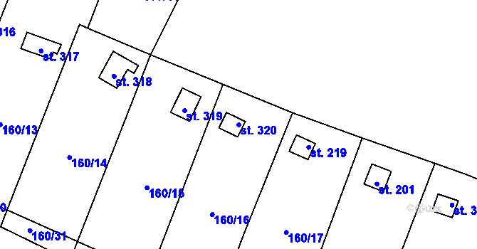 Parcela st. 320 v KÚ Vlkava, Katastrální mapa