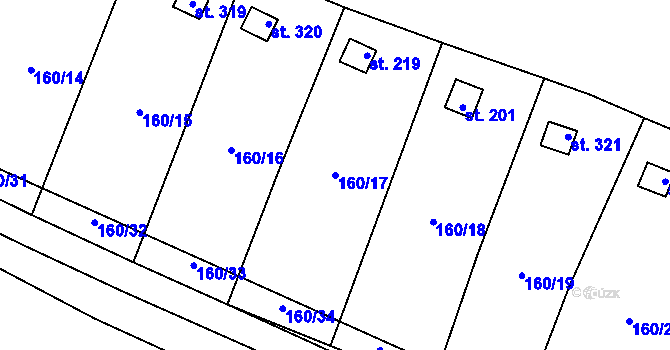 Parcela st. 160/17 v KÚ Vlkava, Katastrální mapa