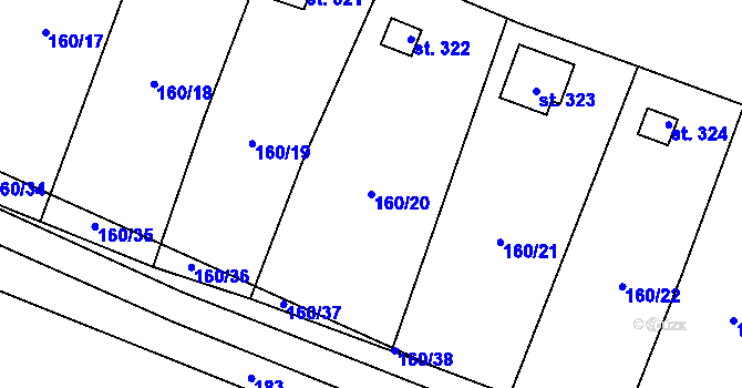 Parcela st. 160/20 v KÚ Vlkava, Katastrální mapa
