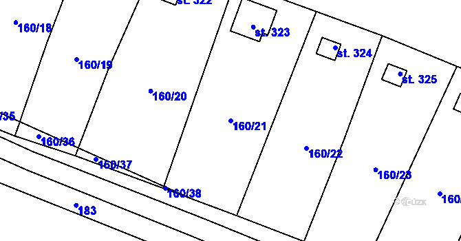 Parcela st. 160/21 v KÚ Vlkava, Katastrální mapa