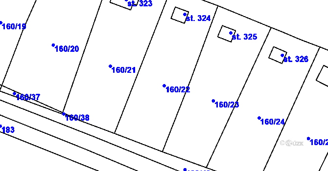 Parcela st. 160/22 v KÚ Vlkava, Katastrální mapa
