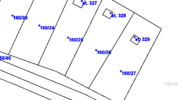 Parcela st. 160/26 v KÚ Vlkava, Katastrální mapa