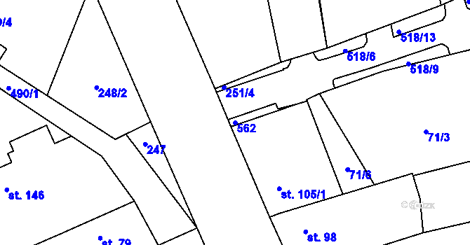 Parcela st. 562 v KÚ Vlkava, Katastrální mapa
