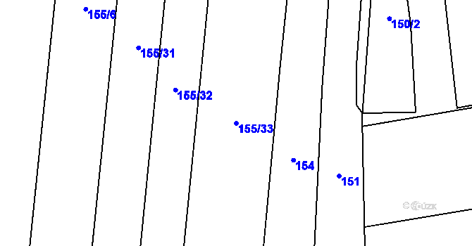 Parcela st. 155/33 v KÚ Vlkava, Katastrální mapa