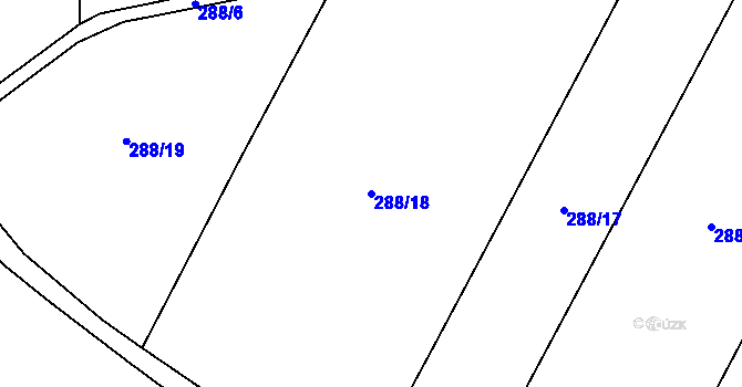 Parcela st. 288/18 v KÚ Vlkava, Katastrální mapa