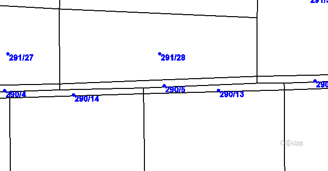 Parcela st. 290/5 v KÚ Vlkava, Katastrální mapa
