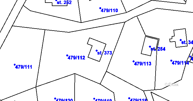 Parcela st. 373 v KÚ Vlkava, Katastrální mapa