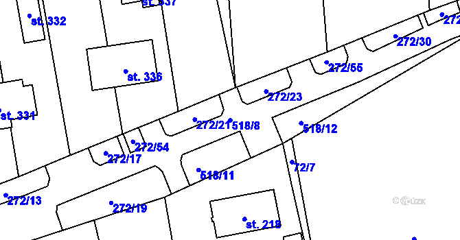 Parcela st. 518/8 v KÚ Vlkava, Katastrální mapa