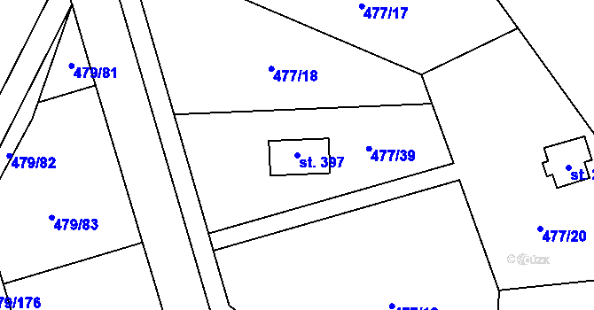 Parcela st. 397 v KÚ Vlkava, Katastrální mapa