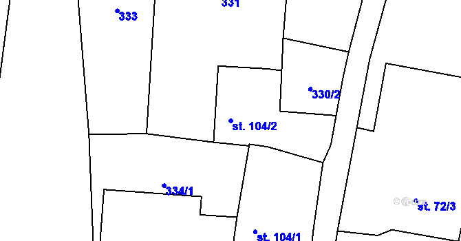 Parcela st. 104/2 v KÚ Vlkava, Katastrální mapa
