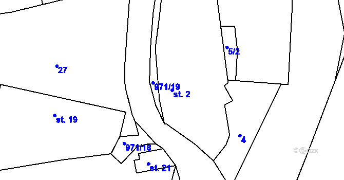 Parcela st. 2 v KÚ Vlkonice, Katastrální mapa