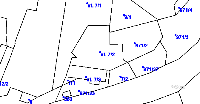Parcela st. 7/2 v KÚ Vlkonice, Katastrální mapa
