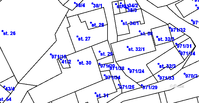 Parcela st. 29 v KÚ Vlkonice, Katastrální mapa