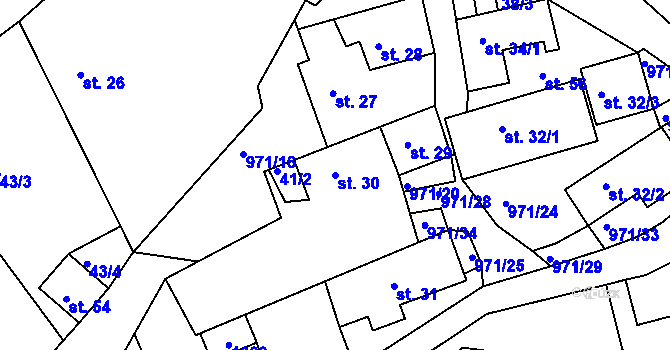 Parcela st. 30 v KÚ Vlkonice, Katastrální mapa