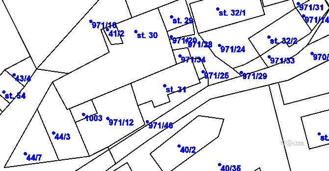 Parcela st. 31 v KÚ Vlkonice, Katastrální mapa