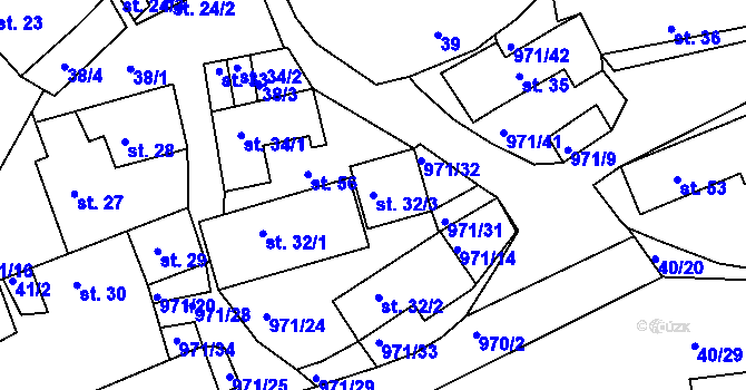 Parcela st. 32/3 v KÚ Vlkonice, Katastrální mapa