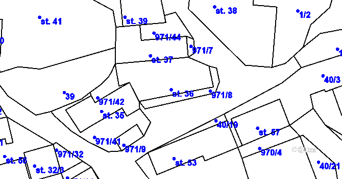 Parcela st. 36 v KÚ Vlkonice, Katastrální mapa