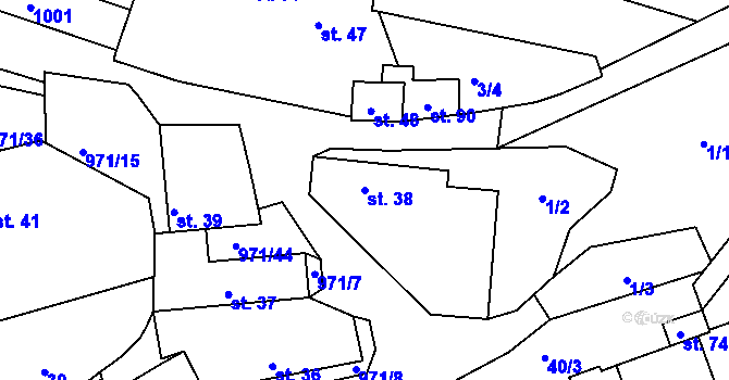Parcela st. 38 v KÚ Vlkonice, Katastrální mapa