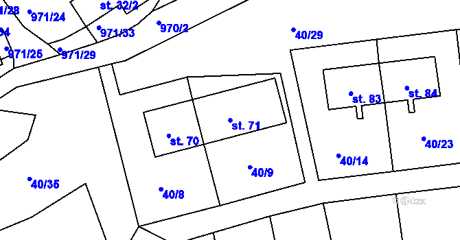 Parcela st. 71 v KÚ Vlkonice, Katastrální mapa