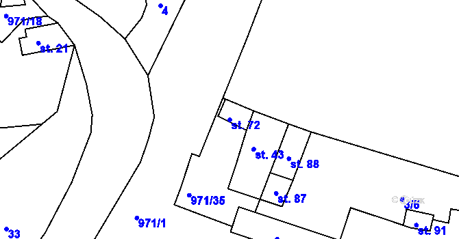 Parcela st. 72 v KÚ Vlkonice, Katastrální mapa