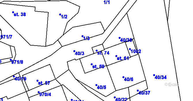 Parcela st. 74 v KÚ Vlkonice, Katastrální mapa