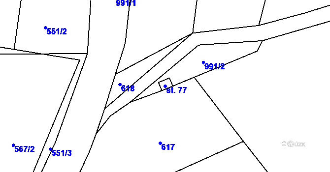Parcela st. 77 v KÚ Vlkonice, Katastrální mapa