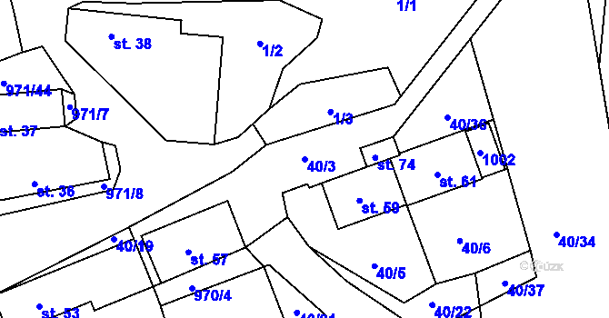 Parcela st. 40/3 v KÚ Vlkonice, Katastrální mapa