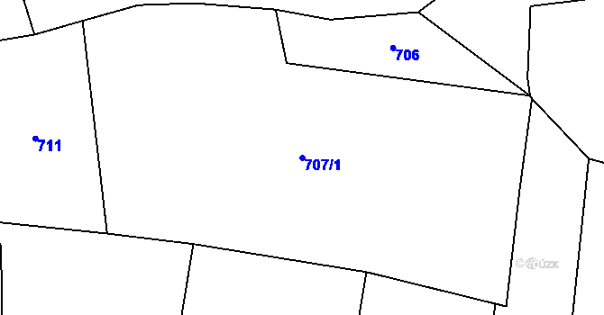 Parcela st. 707/1 v KÚ Vlkonice, Katastrální mapa