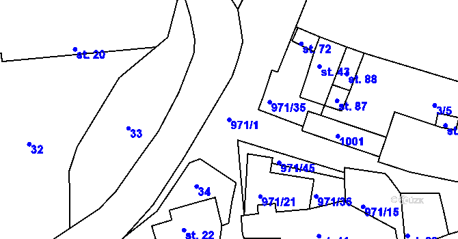 Parcela st. 971/1 v KÚ Vlkonice, Katastrální mapa