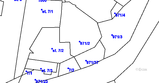 Parcela st. 971/2 v KÚ Vlkonice, Katastrální mapa