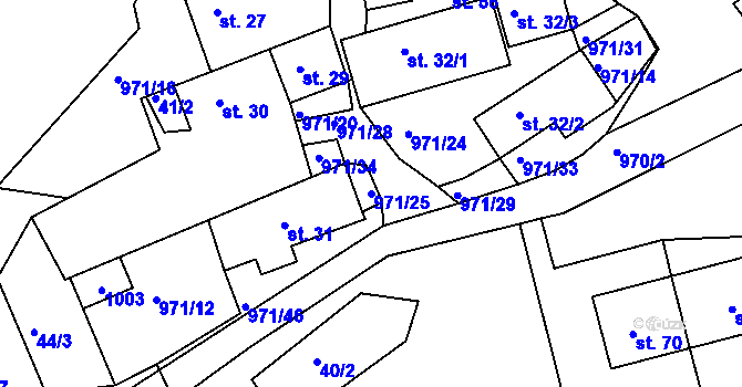 Parcela st. 971/25 v KÚ Vlkonice, Katastrální mapa