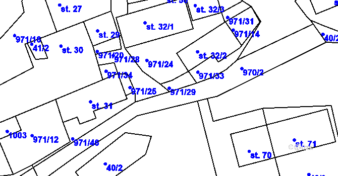 Parcela st. 971/29 v KÚ Vlkonice, Katastrální mapa