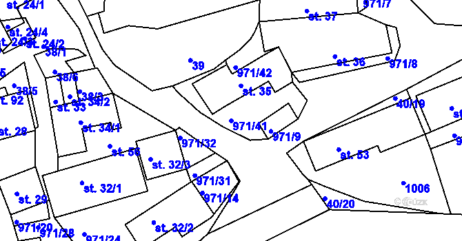 Parcela st. 971/41 v KÚ Vlkonice, Katastrální mapa
