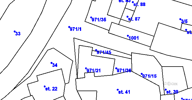 Parcela st. 971/45 v KÚ Vlkonice, Katastrální mapa