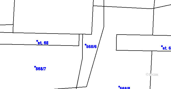 Parcela st. 568/6 v KÚ Vlkonice, Katastrální mapa