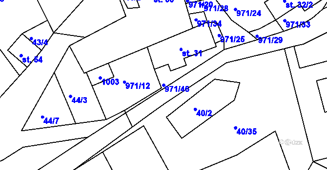 Parcela st. 971/46 v KÚ Vlkonice, Katastrální mapa
