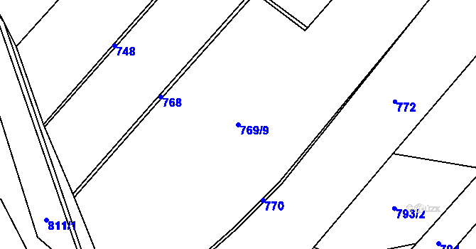 Parcela st. 769/9 v KÚ Vlkonice, Katastrální mapa